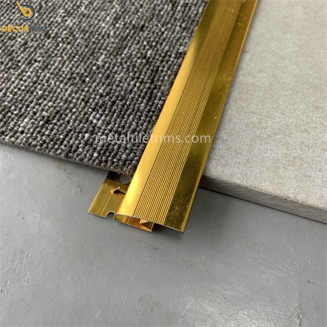 Nap Lock Z Bar Transition Strip , Shiny Gold Carpet Trim Strips