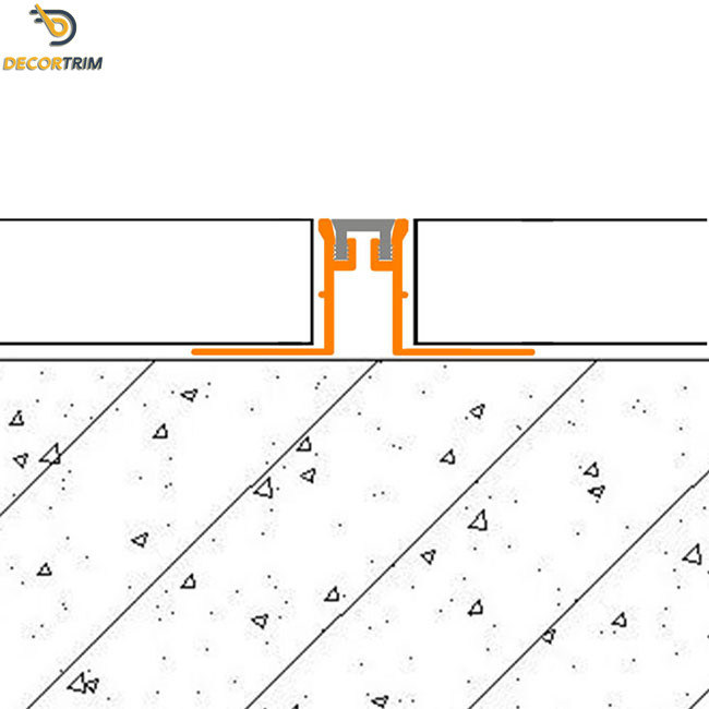Aluminium Satin Expansion Joint Profile With Black Rubber Insert 20mm