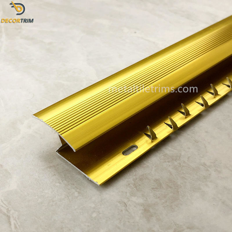 Gloss Gold Z Bar Flooring Profile Carpet Transition Strip With Glue