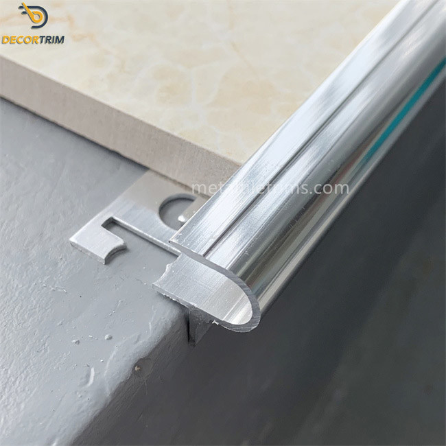 Matt Silver Stair Nosing Tile Trim Bullnose Edge For Decoration Protection