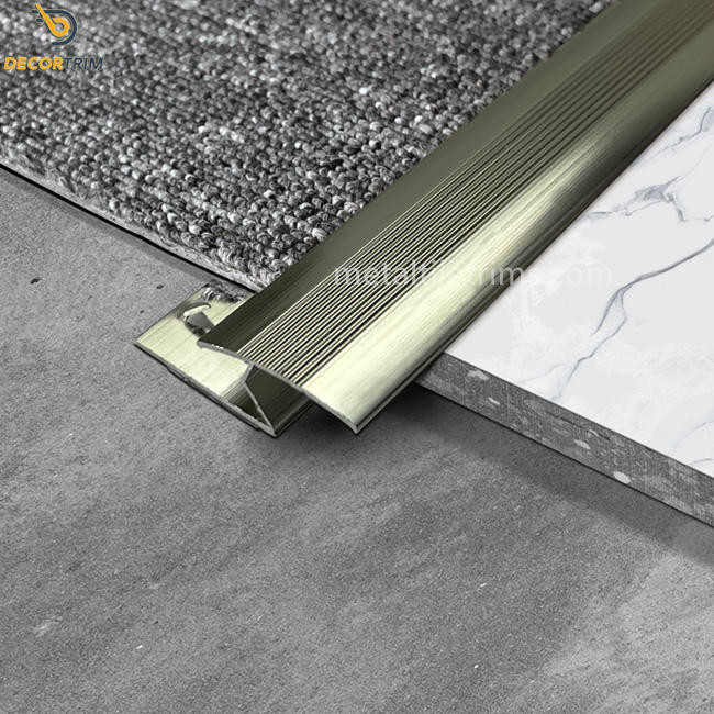 Shiny Champagne Zig Zag Carpet Transition Strip With Gripper Punching