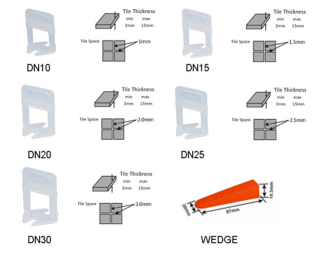 Plasitc Ceramic Floor Tile Leveling Clips 1mm 1.5mm 2mm Thickness